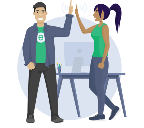Illustration of team members high fiving